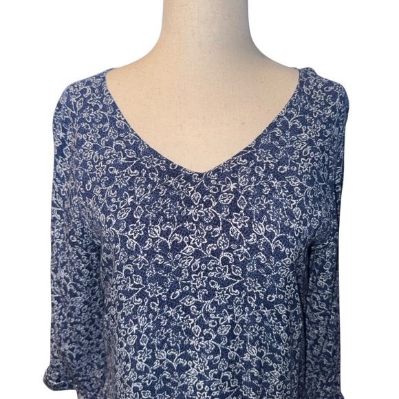 GARNET HILL Paisley V-Neck 3/4 Sleeves A-Line Lagenlook Boho Midi Dress Size 4 - Picture 3 of 16